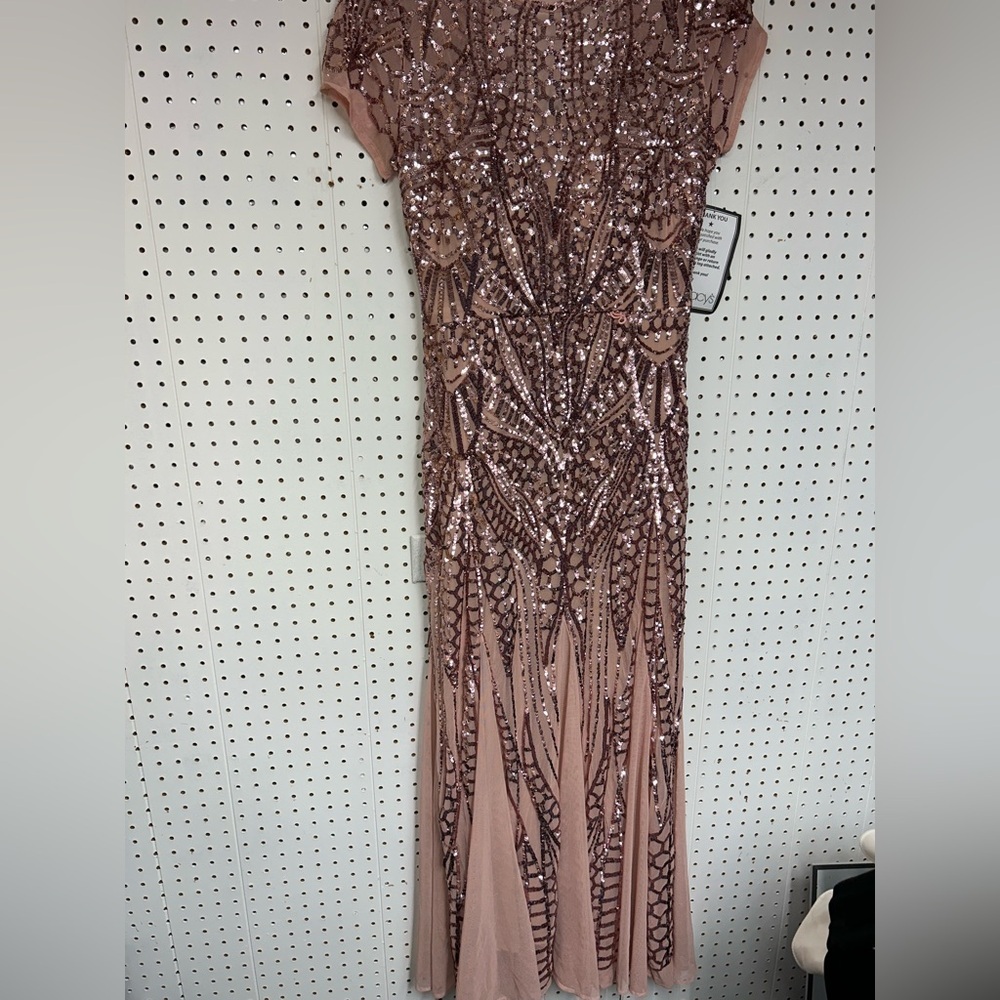 R&M Richards Blush Pink Sequin Prom Dress - Picture 3 of 10